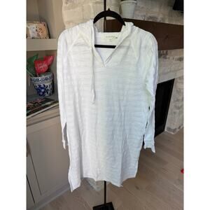 Mododoc Women’s White Long Sleeve Hooded Casual Tunic Top Size M